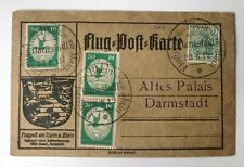 1912 Mi:400,- MiNr III (3) Flugpost Rhein Main 3x30 Pf. Karte DARMSTADT gepr BPP