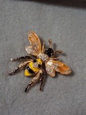 Schmuck Brosche Emaille Strass