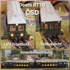 Doppelstockeinheit ČSD (zweiteilig) Spur TT/BTTB mit LED Beleuchtung 
