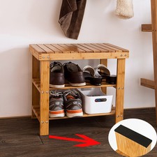 B-waren 50cm Schuhregal,Sitzbank,Schuhbank,Hocker aus Bambus FSR02-K-N-bwaren