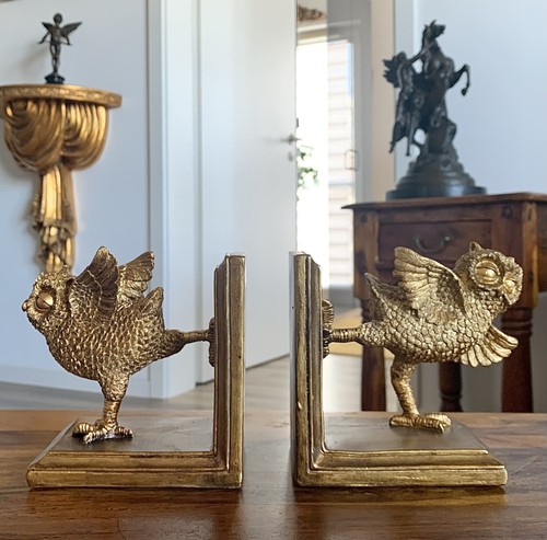 Buchstützen eulen set figur - buchstützen,
