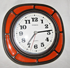 ?️ DUGENA Vintage Wanduhr Keramikgehäuse Original 70er orange funktioniert TOP