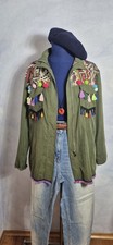 Boohoo Ethno Jacket size S/M Festival mit Pompons und Quasten Khaki NEW