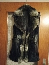 Weste Schwarz/Grau, Kunstfell Kunstleder L/XL fällt aber kleiner aus