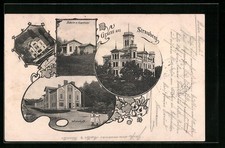 Strassberg, Verwaltung, Sallet-le u. Kegelbahn, Gasthaus, Ansichtskarte 1904 