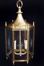 antike museale Laterne  Kronleuchter Deckenlampe  überarbeitet  um 1950