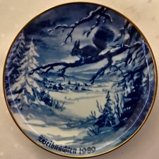 Limitierter Weihnachtsteller Wallendorf Porzellan Echt Kobalt mit Goldrand 1989