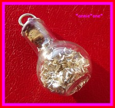 ꧁ GLASFLASCHE anhänger PHIOLE und SILBERSPLITTER kork GLÜCKSBRINGER silber 800 ꧂