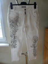Tredy Jeans weiß mit Glitzer und Blumen Gr. 40 -  NEU!