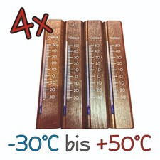 4 x Thermometer 15cm Holz Zimmerthermometer Holzthermometer