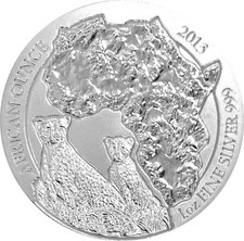 Ruanda African Ounce Gepard 2013 1Oz Silber 50 RWF stempelglanz