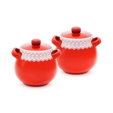 Keramiktopf Auflaufform Kochtopf 2er Set 0,65 L Topf Keramik Tontopf Gartopf