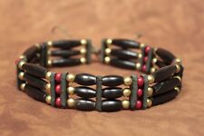 3 Reihiger Horn - Halsband Choker Leder, Indianerschmuck Halsschmuck