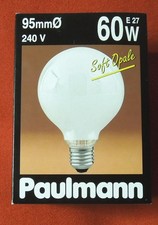 PAULMANN Soft Opal Globe 60W Glühbirne Glühlampe Birne 95mm E27 240V RARITÄT OVP