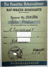 VW Volkswagen KdF-Wagen Sparkarte, 1944, mit 38 Marken, Österreich, Steiermark