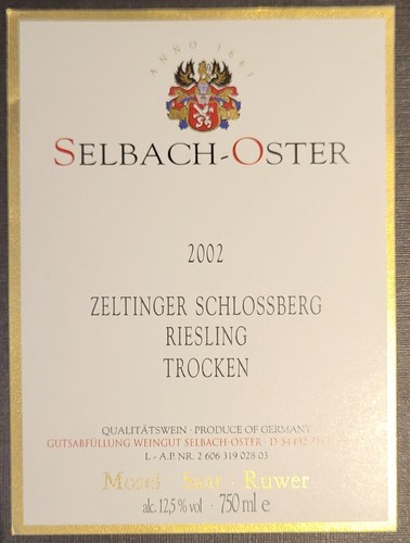 Wine label 2002 zeltinger - wine,