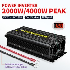 2000W 4000W Spannungswandler 12V auf 230V Wechselrichter Inverter mit USB & 2AC