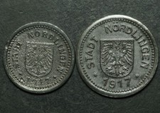 NOTGELD: 5 & 10 Pfennig 1917. Funck 381.1a & 2. STADT NÖRDLINGEN / BAYERN.