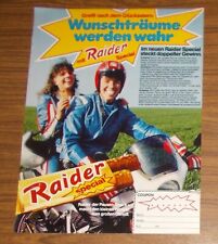 Seltene Werbung RAIDER SPECIAL Schokoriegel - Motorrad Wunschträume 1980