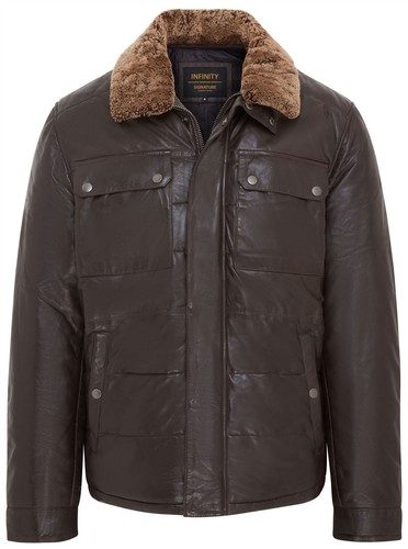 Herren braunes leder puffer - herren,