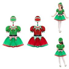 DE Kinder Weihnachtselfen Kostüm Mädchen Glänzend PartyFestkleid Tutu Kleid