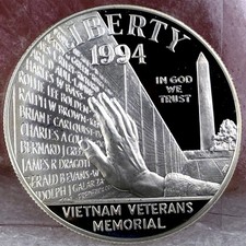 USA 1 Dollar 1994 Silber PP Vietnam Veterans Memorial 0,900 Ag