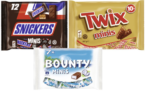 Schokoriegel minis mix 681g - schokoriegel, i