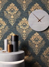 Tapete Vliestapete Blau Ornament Prunk  Barocktapete