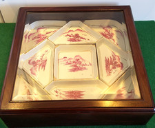 Antike China porzellan Süßwaren-Set neun teil Mahagoni Box Qing-Dynastie um 1900