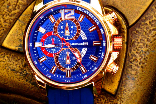 Liboger chronograph blau rot - liboger, chronograph,