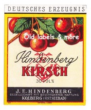 x4554 KOLBERG OSTSEEBAD  Kołobrzeg J.E. Hindenberg KIRSCH Etikett liqueur label
