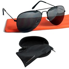 Pilotenbrille Schwarz Sonnenbrille Gold Braun oder Rosa Silber Verspiegelt Box