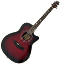 BWARE Roundback Elektro-Akustikgitarre von Gear4music, Red Burst