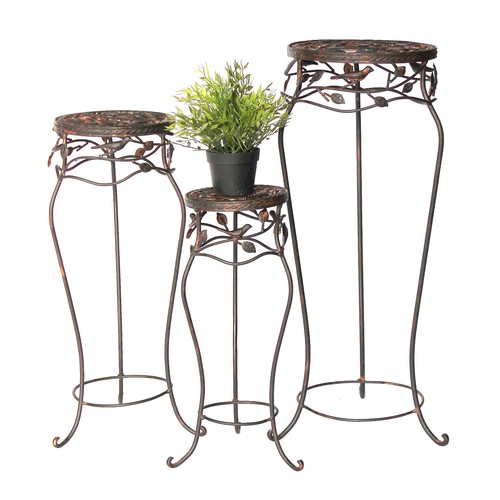Blumenhocker metall rund antik - rund,