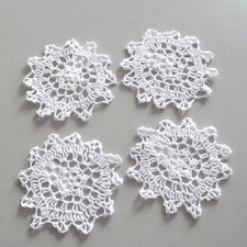 Häkeldecken Landhaus Zierdeckchen Untersetzer Shabby Chic 10cm Weiß Menge n.Wahl