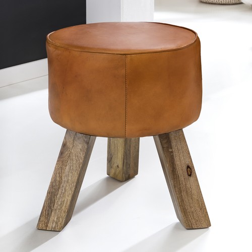 Finebuy sitzhocker leder - finebuy, leder/holz