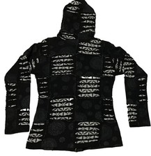 Guru Shop Goa Patchwork Jacke, Boho Kapuzenjacke - schwarz