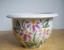 Ody Keramik Blumentopf Übertopf Pflanztopf creme weiß bemalt  16x10 cm Deko