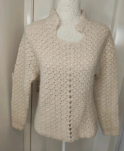 Handgehäkelter pullover creme - handgehäkelter,