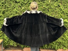 Nerzmantel Nerz Geschoren Pelzmantel Rieger FurCoat  Pelliccia Schwarz GR 40-46