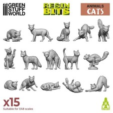 Green Stuff World Katzen Set (15) Resin Gelände models 3D printed set Cats