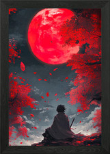 Roter Mond Sakura gerahmtes