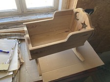 PUPPENMÖBEL ANTIK BABY WIEGE KIEFER RESTAURIERT °SELTEN SPIELZEUG