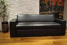 Schwarz Echtleder Rindsleder Sofa Couch mit Schlaffunktion 100% Echt Leder