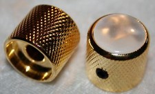 1 Metall Knopf Dome Domeknopf Reglerknopf Potiknopf gold weiße MOP Einlage Inlay