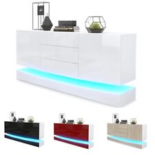 Sideboard Anrichte Kommode Schrank City in Weiß - Hochglanz & Naturtöne