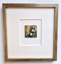 Ölbild Miniatur Impressionismus Blumen Original Öl Bild signiert 1960er Vintage