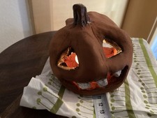 Kürbis-Deko Ton Keramik Halloween Unikat, Töpfer-Arbeit ca 13cm Durchm 13cm