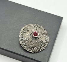 Antike 835 Silber Brosche mit rotem Stein –Sardinischer Filigranschmuck