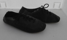 schwarze Damen Gymnastik Schuhe aus Leder mit Schnürung + Absatz Gr. 37